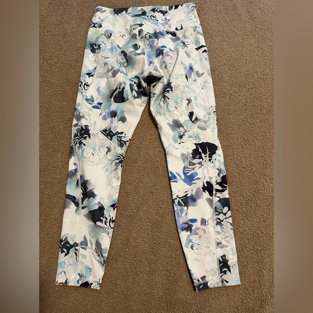Athleta White and Blue Tie-Dye Leggings